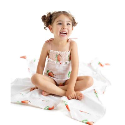 Picture of Meia Pata Baby Girls Peaches Marini Smocked Swimsuit - White Peach