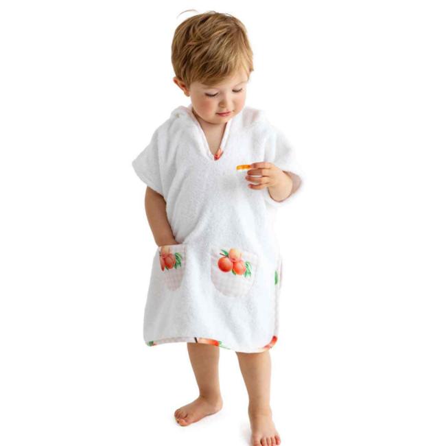 Picture of Meia Pata Boys Peaches Towelling Poncho - White Peach