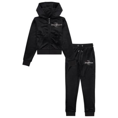 Picture of Juicy Couture Girls Diamante Hoodie & Slim Jogger Set X 2 - Jet Black