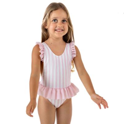 Picture of Meia Pata Girls Pink Stripes Ravello Skirted Swimsuit - White Pink 