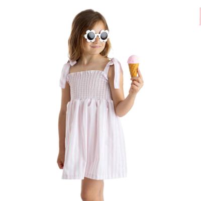 Picture of Meia Pata Girls Pink Stripes Frilled Beach Dress - White Pink