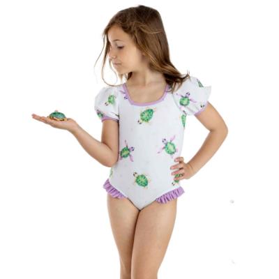 Picture of Meia Pata Girls Turtles Atrani Open Back Swimsuit - White Lilac