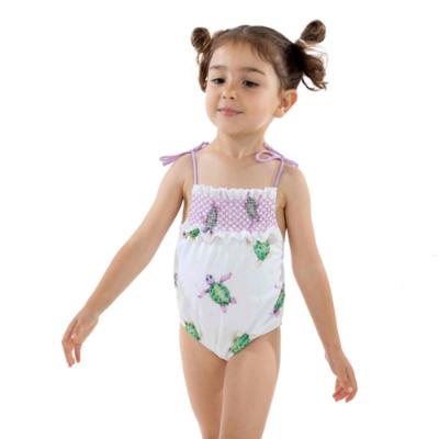 Picture of Meia Pata Baby Girls Turtles Marini Smocked Swimsuit - White Lilac