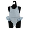 Picture of Meia Pata Girls Blue Stripes Capri Big Bow Swimsuit - White Blue