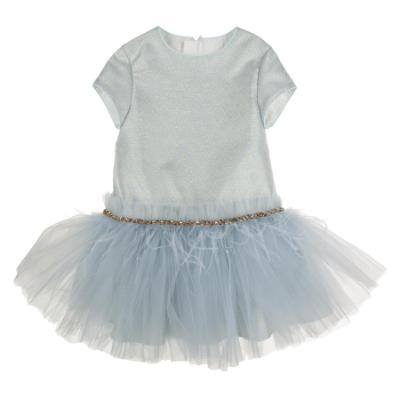 Picture of Daga Girls Ceremony & Elegance Tulle & Feather Dress - Blue