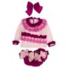 Picture of Ela Confeccion Girls Burganvilla Knitted 3 Piece Jam Pant Set - Pink Berry