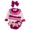 Picture of Ela Confeccion Girls Burganvilla Knitted 3 Piece Jam Pant Set - Pink Berry