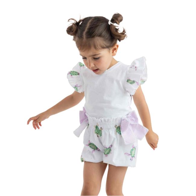 Picture of Meia Pata Girls Turtles Ruffle T-shirt & Bubbly Shorts Set X 2 - White Lilac