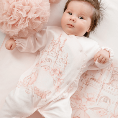 Picture of Sofija Baby Princess Castle Front Opening Babygrow - Pink  