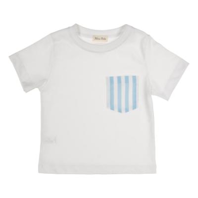 Picture of Meia Pata Boys Blue Stripes T-shirt - White Blue