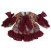 Picture of Ela Confeccion Girls Ruffle Flores Dress Panties Bonnet Set X 3 - Burgundy 