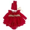 Picture of Ela Confeccion Girls Christmas Dress Panties Bonnet Set X 3 - Red Gold