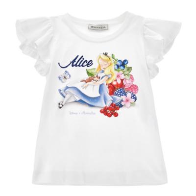 Picture of PRE-ORDER Monnalisa Girls Alice In Wonderland Floral T-shirt - White