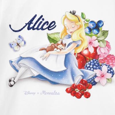 Picture of PRE-ORDER Monnalisa Girls Alice In Wonderland Floral T-shirt - White