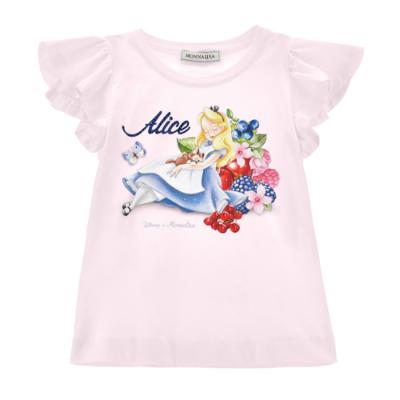 Picture of PRE-ORDER Monnalisa Girls Alice In Wonderland Floral T-shirt - Pink