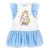 Picture of PRE-ORDER Monnalisa Girls Alice In Wonderland Tulle Jersey Dress - Blue