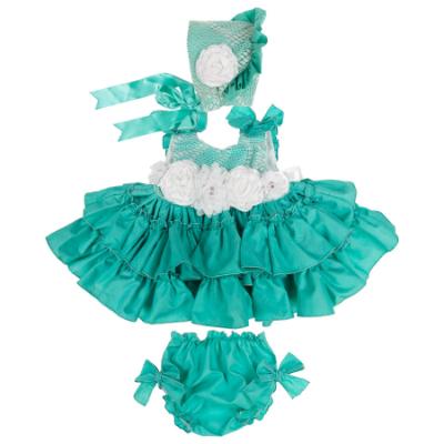 Picture of Ela Confeccion Girls Stella Dress Panties Bonnet Set X 3 - Vibrant Green