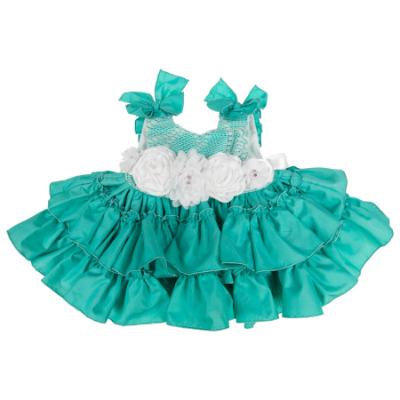 Picture of Ela Confeccion Girls Stella Dress Panties Bonnet Set X 3 - Vibrant Green