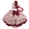 Picture of Ela Confeccion Girls Cartuja Dress Panties Bonnet Set X 3 - Burgundy