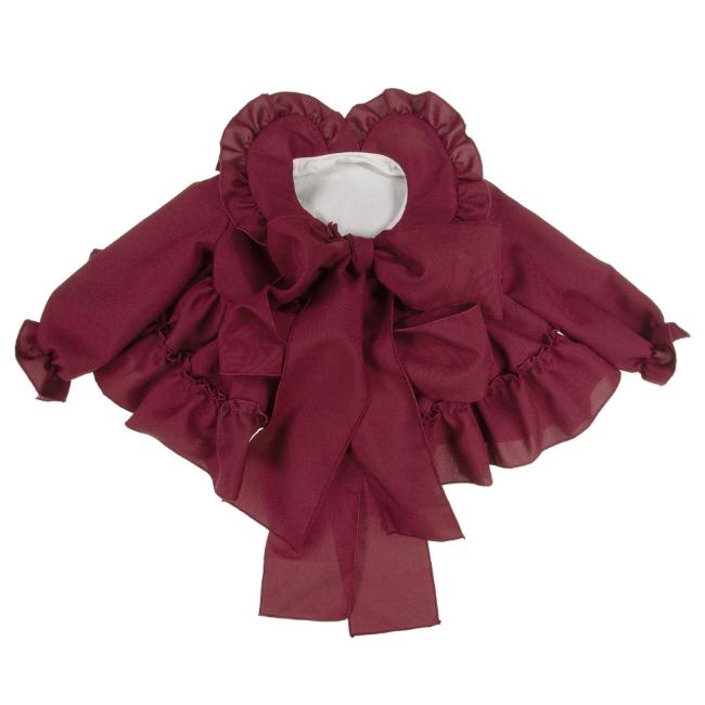 Picture of Ela Confeccion Girls Christmas Jacket With Ruffles - Burgundy 