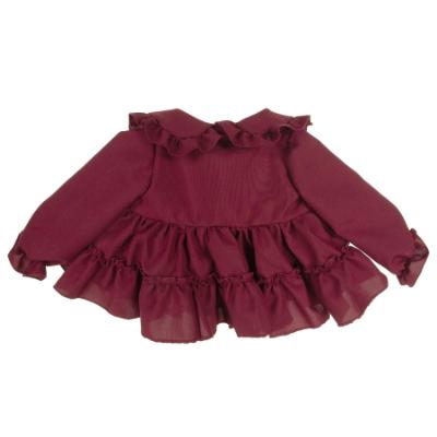 Picture of Ela Confeccion Girls Christmas Jacket With Ruffles - Burgundy 