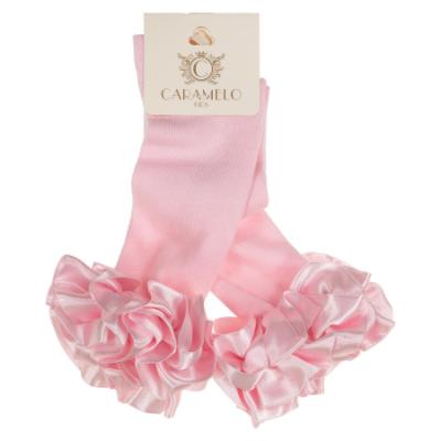 Picture of Caramelo Kids Girls Ruffle Ribbon Knee High Socks - Pink