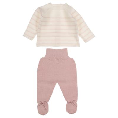 Picture of Granlei Baby Girls Soft Knit Sweater & Pant Set X 2 - Ivory Pale Pink