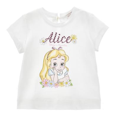 Picture of Monnalisa Bebe Girls Alice In Wonderland T-shirt - White