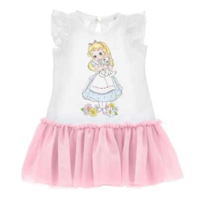 Picture of PRE-ORDER Monnalisa Bebe Girls Alice In Wonderland Tulle Jersey Dress - Pink