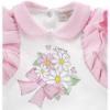 Picture of PRE-ORDER Monnalisa Bebe Girls Alice In Wonderland Babygrow, Hat & Bib Set - White Pink