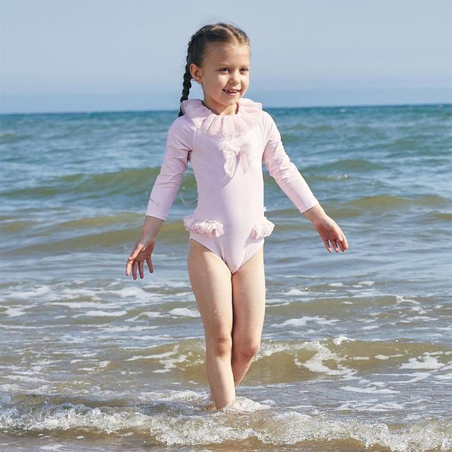 Picture of Caramelo Kids Girls Long Sleeve Tulle Frill Swimsuit - Pink