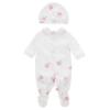 Picture of Monnalisa Bebe Girls Roses Babygrow & Hat Set - White Pink