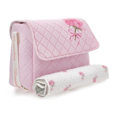 Picture of Monnalisa Bebe Girls Roses & Bow Changing Bag & Mat - Pink