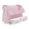 Picture of PRE-ORDER Monnalisa Bebe Girls Roses & Bow Changing Bag & Mat - Pink