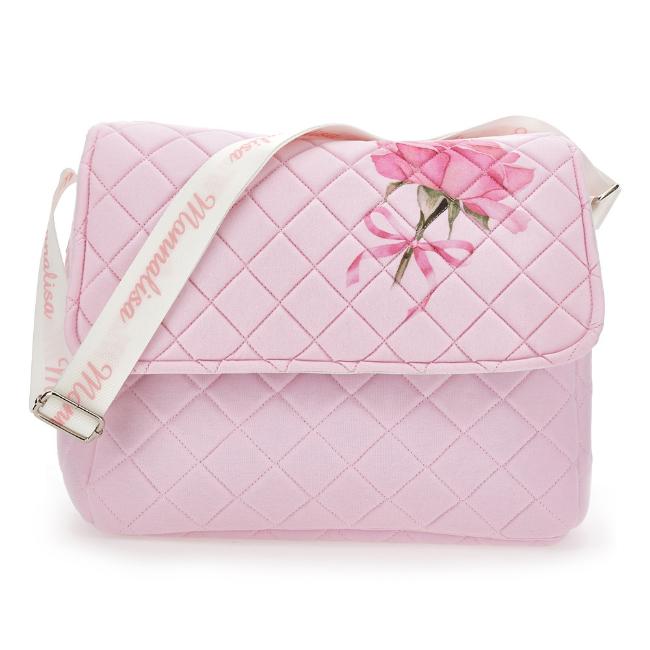 Picture of Monnalisa Bebe Girls Roses & Bow Changing Bag & Mat - Pink