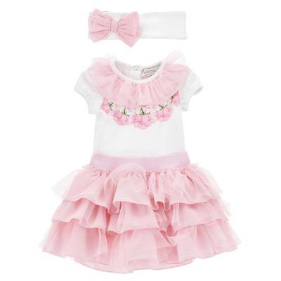 Picture of PRE-ORDER Monnalisa Bebe Girls 3 Piece Tulle Skirt Set - Pink