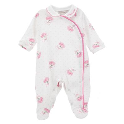 Picture of Monnalisa Bebe Girls Polka Roses Babygrow - White Pink