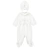 Picture of PRE-ORDER Monnalisa Bebe Girls Lace Bow Babygrow & Hat Set - Ivory