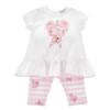 Picture of Monnalisa Bebe Girls Roses & Stripes Legging Set - White Pink