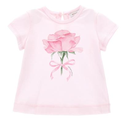 Picture of Monnalisa Bebe Girls Roses & Bow T-shirt - Pink