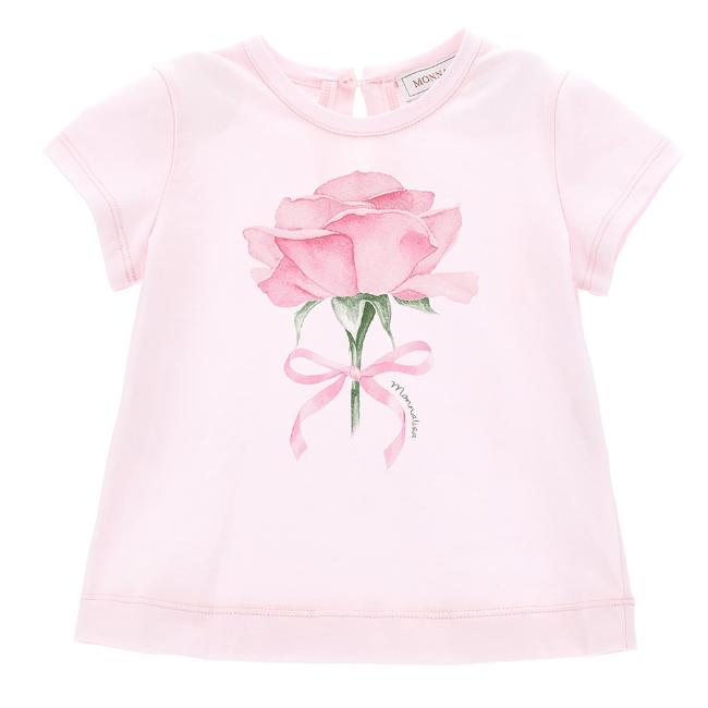 Picture of Monnalisa Bebe Girls Roses & Bow T-shirt - Pink