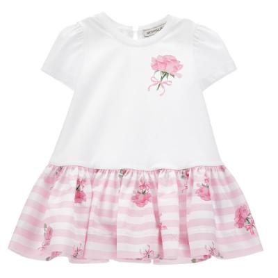 Picture of Monnalisa Bebe Girls Roses & Stripes Dress - Pink