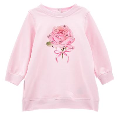 Picture of Monnalisa Bebe Girls Roses Sweatshirt Dress - Pink