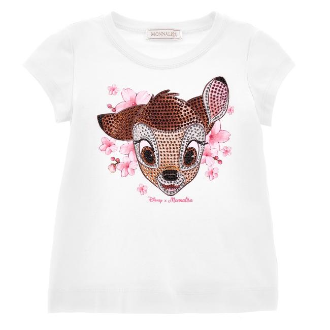 Picture of Monnalisa Girls Bambi Diamante T-shirt - White