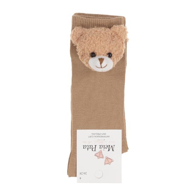 Picture of Meia Pata Knee Socks With Fuzzy Bear - Nougat