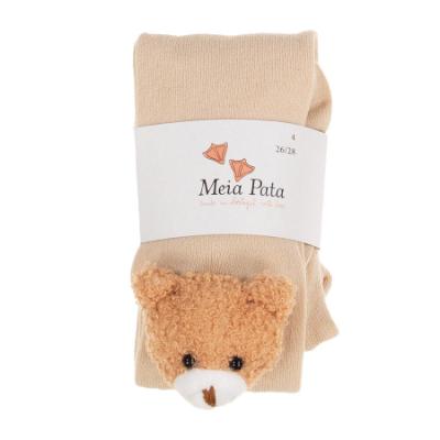 Picture of Meia Pata Tights With Fuzzy Bear - Champagne 