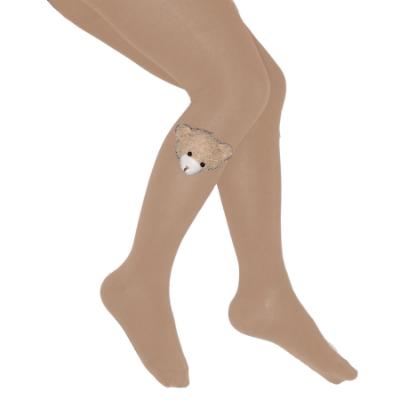 Picture of Meia Pata Tights With Fuzzy Bear - Nougat