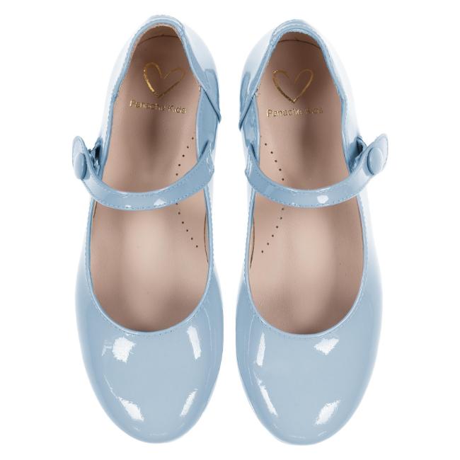 Picture of Panache Girls Scallop Pump - Pale Blue Patent