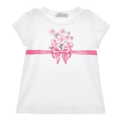 Picture of Monnalisa Girls Bambi Bow T-shirt - White Pink