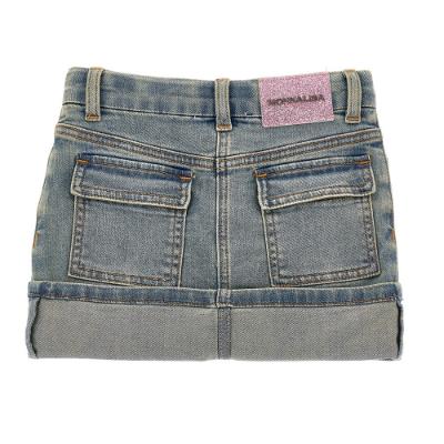 Picture of PRE-ORDER Monnalisa Girls Bambi Floral Denim Skirt - Stone Grey